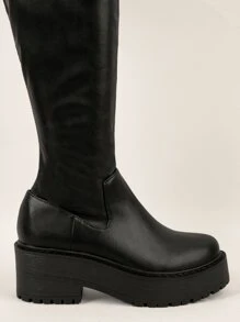 SHUZIA Faux Leather Over-The-Knee Zip-Up Boots Mother's Day Present - Black - View 2
