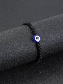 Fashionable and Popular Men Evil Eye Detail Bead Decor Braided Bracelet for Jewelry Gift and for a Stylish Look - Black - View 1