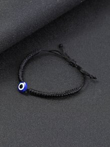 Fashionable and Popular Men Evil Eye Detail Bead Decor Braided Bracelet for Jewelry Gift and for a Stylish Look - Black - View 2