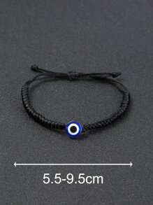 Fashionable and Popular Men Evil Eye Detail Bead Decor Braided Bracelet for Jewelry Gift and for a Stylish Look - Black - View 3