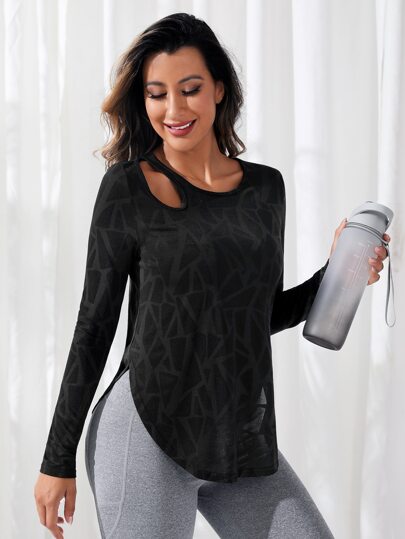 Easithlete Easithlete Top deportivo ajustado con cuello alto, estampado de letras y efecto tie-dye