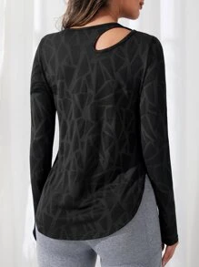 Easithlete Mock Neck Letter & Tie Dye Print Crop Sports Tee Fitted Shirtworkout Tank Top