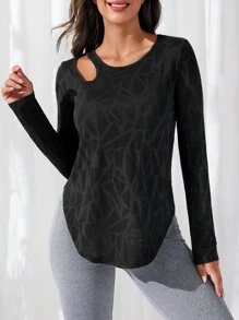 Easithlete Mock Neck Letter & Tie Dye Print Crop Sports Tee Fitted Shirtworkout Tank Top