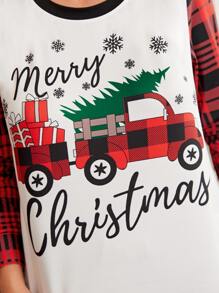 Christmas & Plaid Print PJ Set for Christmas - Multicolor - View 6