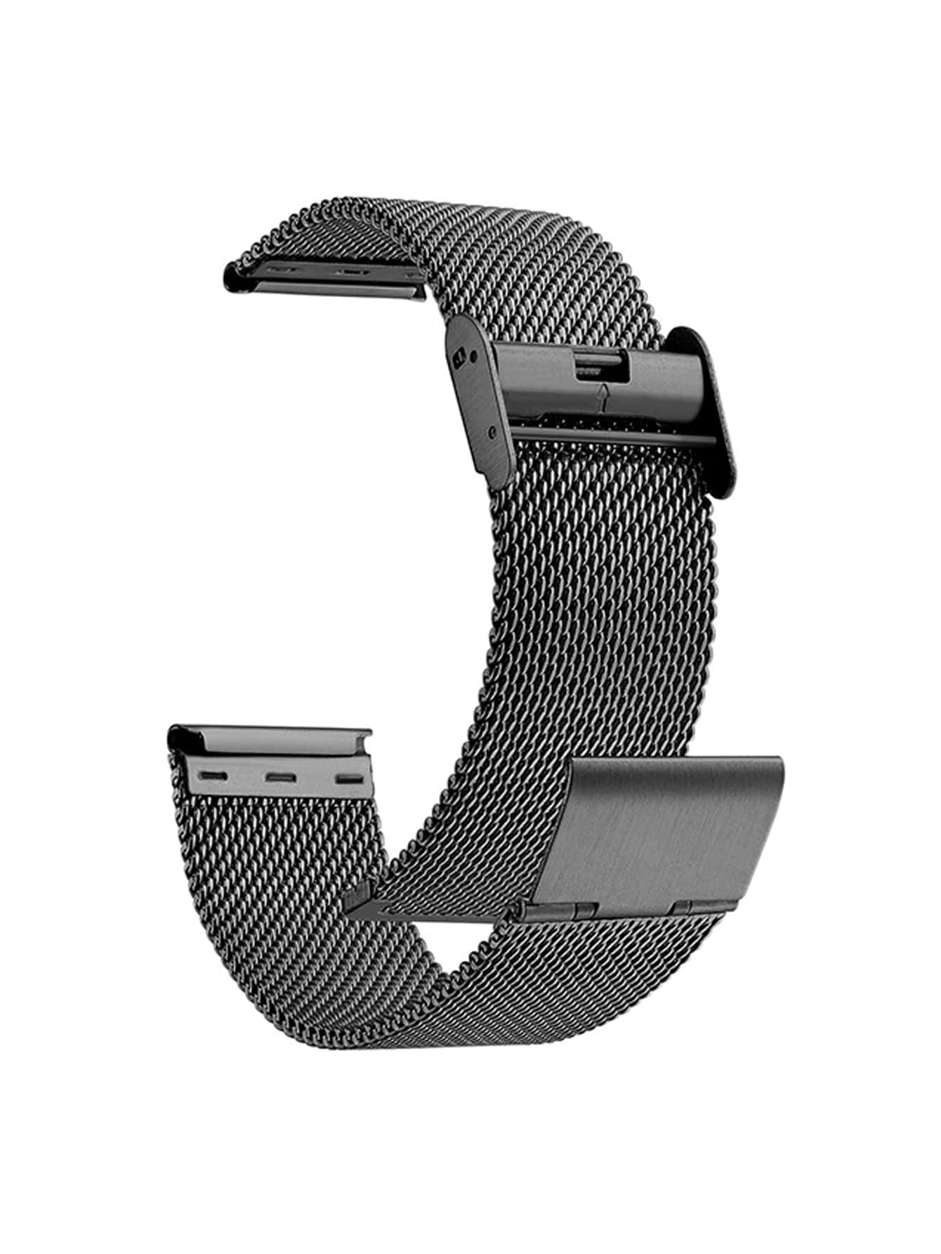 1pc Stainless Steel Watchband - Black - View 1