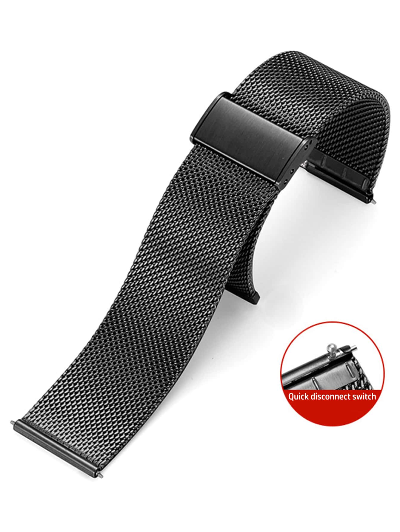 1pc Stainless Steel Watchband - Black - View 3
