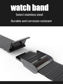 1 pieza Correa de reloj de acero inoxidable - Negro - Ver 4