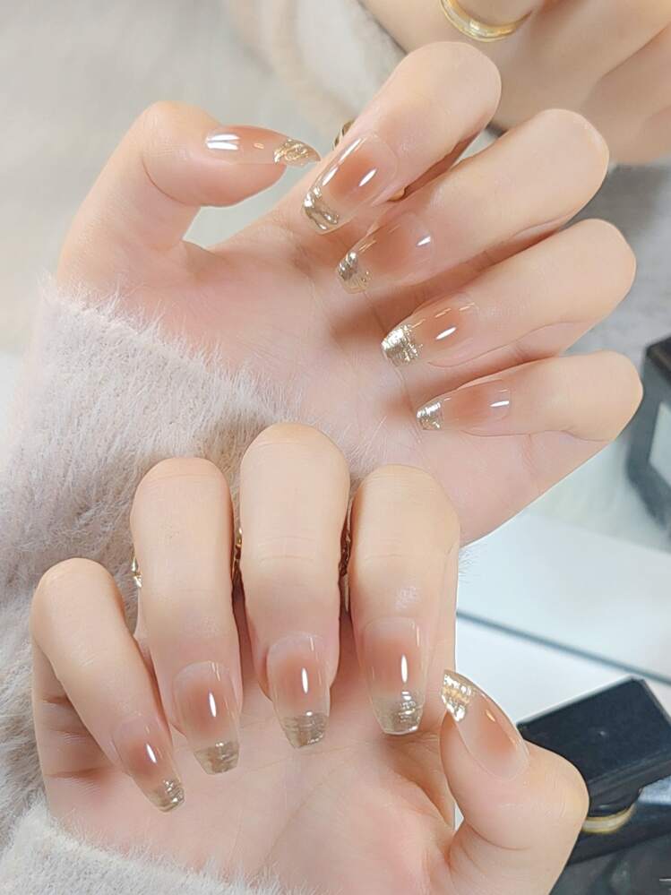 24 móng tay giả ngắn màu Coffin Colorblock & 1 dũa móng tay & 1 băng keo - Nhiều màu - Xem 1