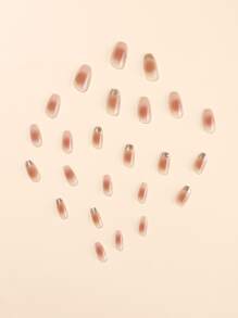 24 móng tay giả ngắn màu Coffin Colorblock & 1 dũa móng tay & 1 băng keo - Nhiều màu - Xem 3