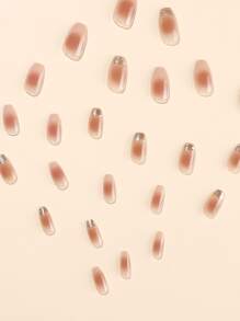 24 móng tay giả ngắn màu Coffin Colorblock & 1 dũa móng tay & 1 băng keo - Nhiều màu - Xem 4