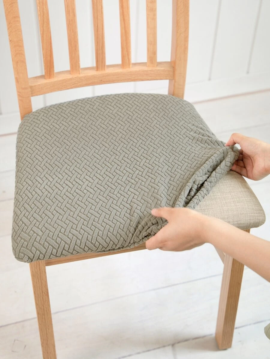 1pc Solid Stretchy Chair Slipcover - Grey - View 1