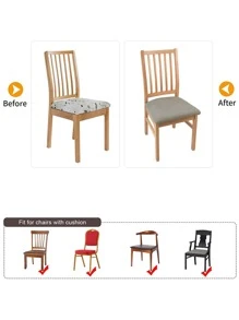 1pc Solid Stretchy Chair Slipcover - Grey - View 5