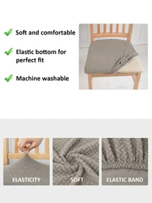 1pc Solid Stretchy Chair Slipcover - Grey - View 6