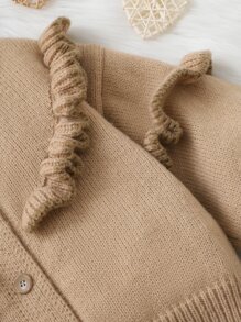 Toddler Girls Ruffle Trim Lantern Sleeve Cardigan - Brown - View 3