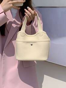 Minimalist Square Bag With Small Pouch - Beige - View 4