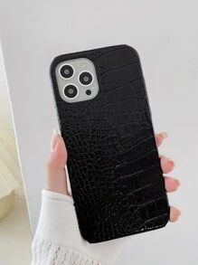 鱷魚紋手機殼 - 黑色 - 查看 2