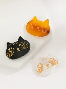3pcs Cat Decor Hair Clip - Multicolor - View 1