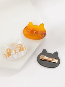 3pcs Cat Decor Hair Clip - Multicolor - View 3
