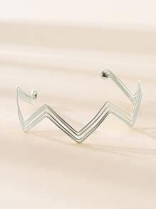 Wavy Design Arm Cuff - Silver - View 2