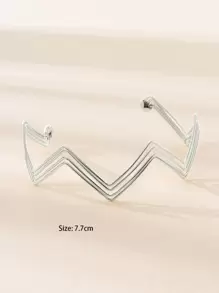 Wavy Design Arm Cuff - Silver - View 3