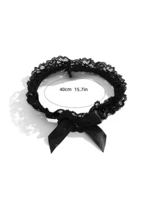 蝴蝶結裝飾吊襪帶 - 黑色 - 查看 7