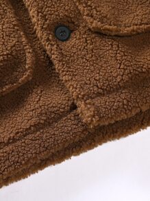 Manfinity Men Flap Pocket Teddy Coat Without Tee - Coffee Brown - View 3