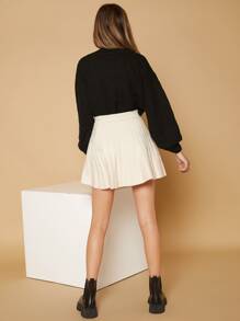 SHEIN 青少年女孩高腰百褶針織短裙