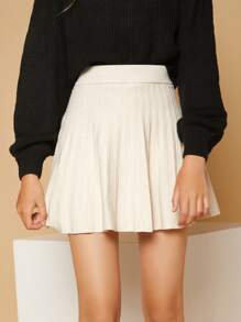 SHEIN 青少年女孩高腰百褶針織短裙