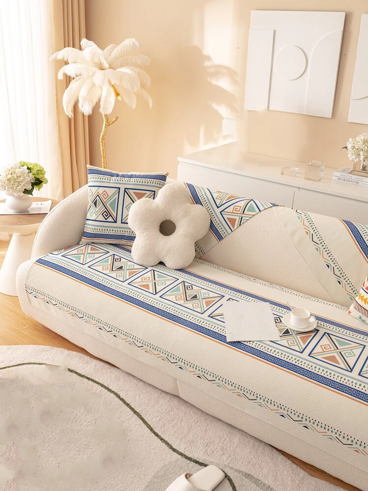 ผ้าขนหนูโซฟา สไตล์ เรขาคณิต 1 ชิ้น - มัลติคัลเลอร์ - ดู 1