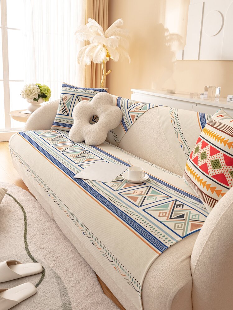 ผ้าขนหนูโซฟา สไตล์ เรขาคณิต 1 ชิ้น - มัลติคัลเลอร์ - ดู 2