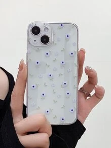 Floral Pattern Clear Phone Case - Multicolor - View 1