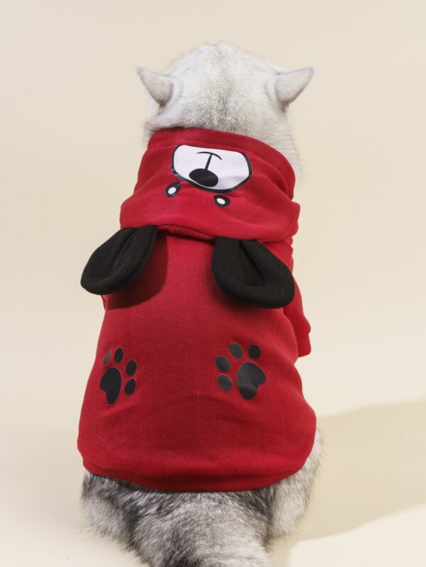 PETSIN Cartoon Bear Pattern Pet Hoodie - Cozy And Adorable For Autumn, Winter, And Early Spring; Great For Everyday Fashion, Outdoor Adventures, Indoor Relaxation, Family Gatherings, Holiday Parties, Birthday Events, And Cute Photo Sessions; Features Cheerful Bear Print, Offering Both Warmth And Playful Style.