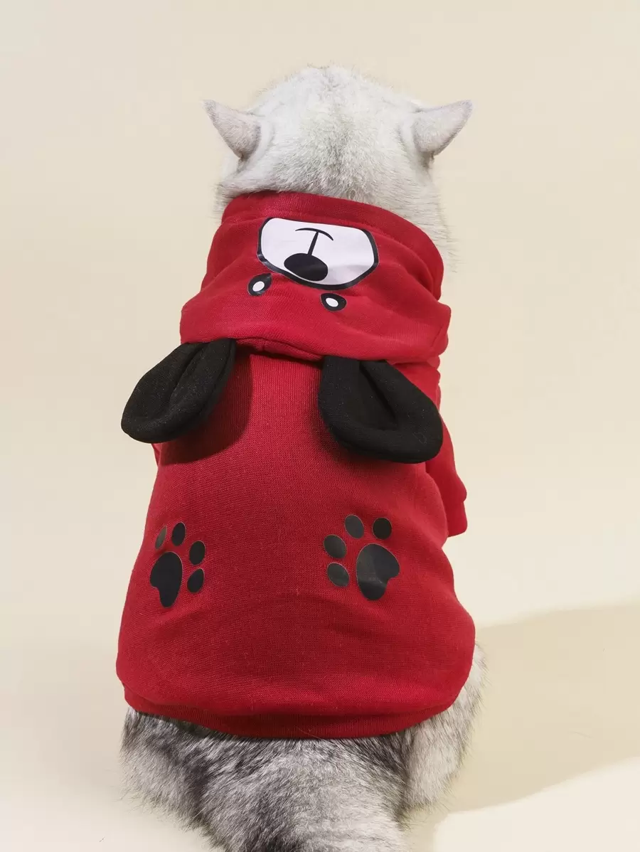 PETSIN Cartoon Bear Pattern Pet Hoodie - Red - View 1