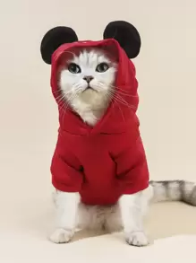 PETSIN Cartoon Bear Pattern Pet Hoodie - Red - View 2