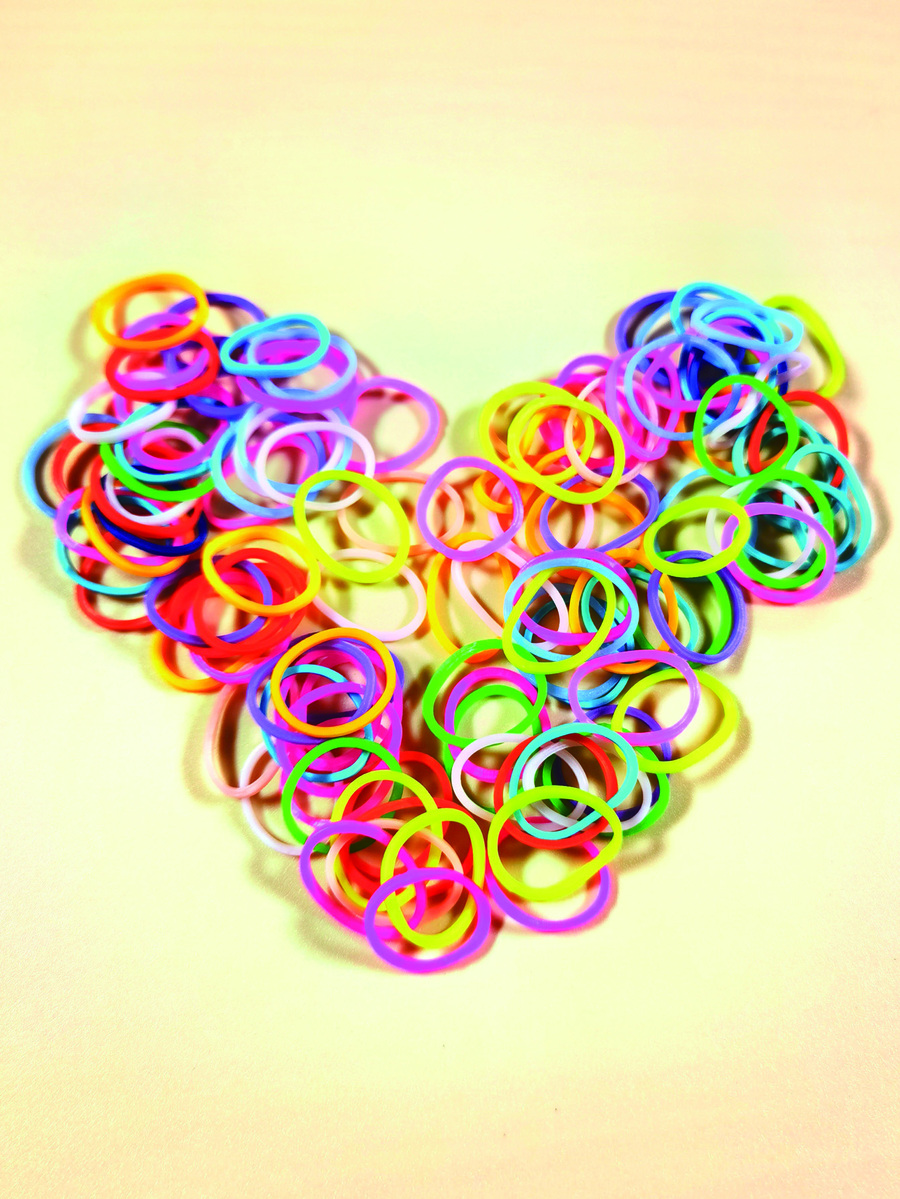 100入組隨機色寵物毛髮橡膠帶 - 彩色 - 查看 1