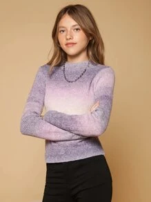 SHEIN 青少年女孩小高領漸層套頭毛衣 - 彩色 - 查看 6