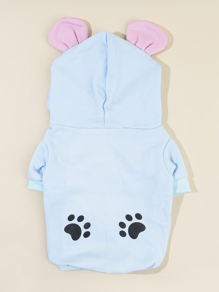 PETSIN 卡通熊圖案寵物連帽衫 - 藍色 - 查看 6
