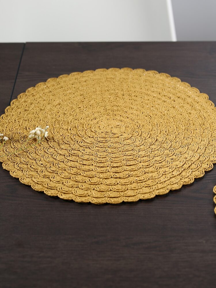 1入組貝殼邊編織餐墊 - 駝色 - 查看 4