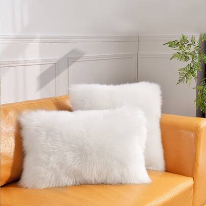 1pc Solid Fuzzy Cushion Cover Without Filler