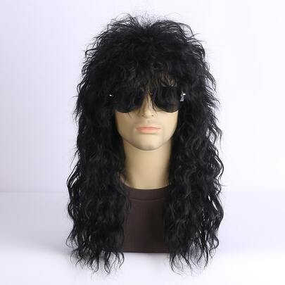 Natural Long Curly Synthetic Wig With Bangs