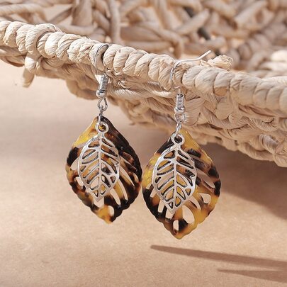 Hollow Out Leaf Drop Earrings