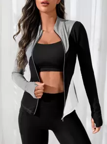 Easithlete Two Tone Zip Up Sports Jacket - Multicolor - View 1