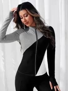 Easithlete Two Tone Zip Up Sports Jacket - Multicolor - View 2