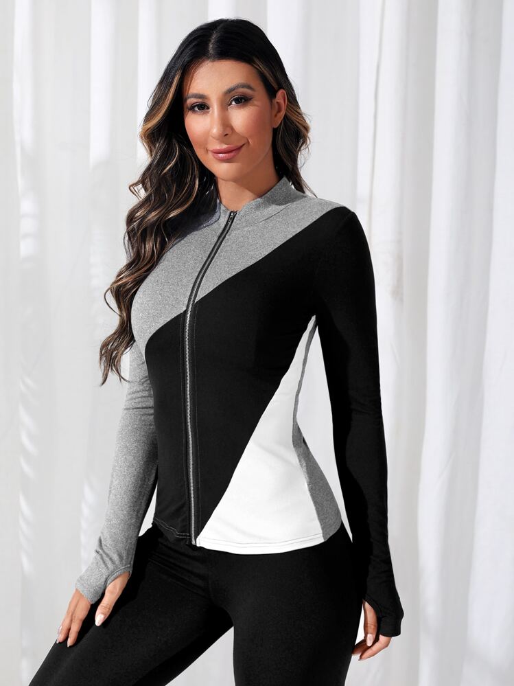 Easithlete Two Tone Zip Up Sports Jacket - Multicolor - View 3