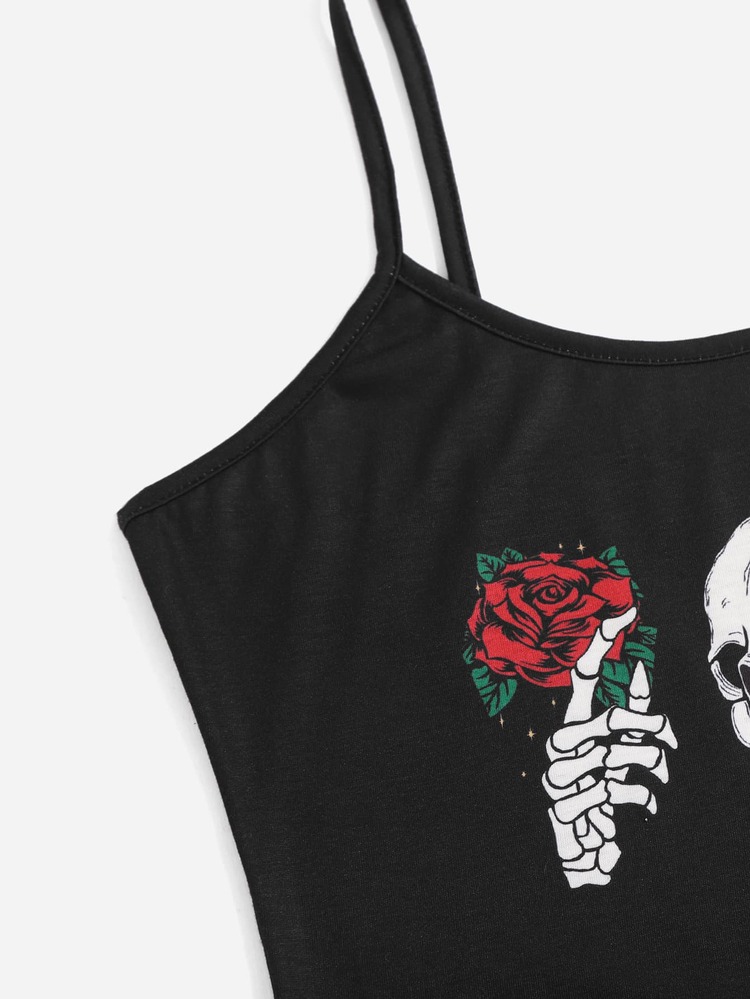 lockdsg Conjunto de pijama con estampado de cráneo & floral - Negro - Añade 3