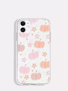 Funda de celular transparente con dibujos animados calabaza & con estampado de flor - Multicolor - Ver 1