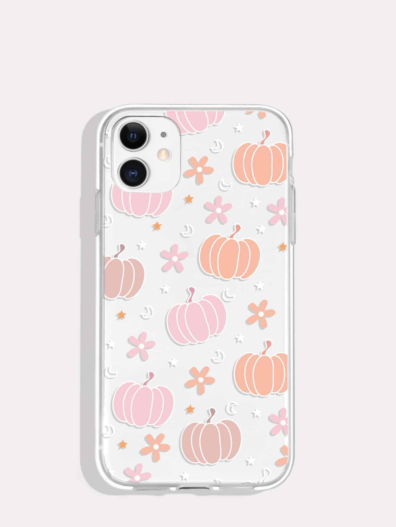 Funda de celular transparente con dibujos animados calabaza & con estampado de flor - Multicolor - Añade 1