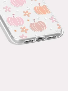 Funda de celular transparente con dibujos animados calabaza & con estampado de flor - Multicolor - Ver 2