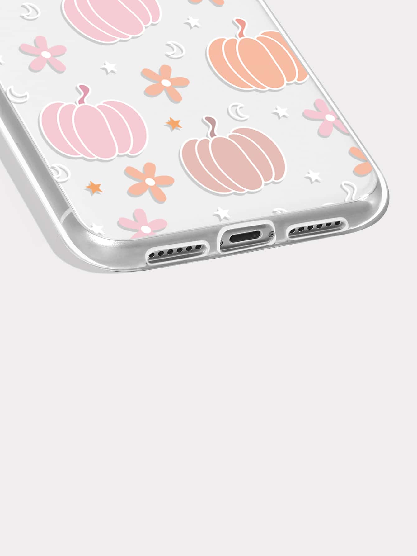 Funda de celular transparente con dibujos animados calabaza & con estampado de flor - Multicolor - Añade 2