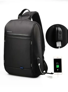 Men USB Charging Port Sling Bag - Black - View 1